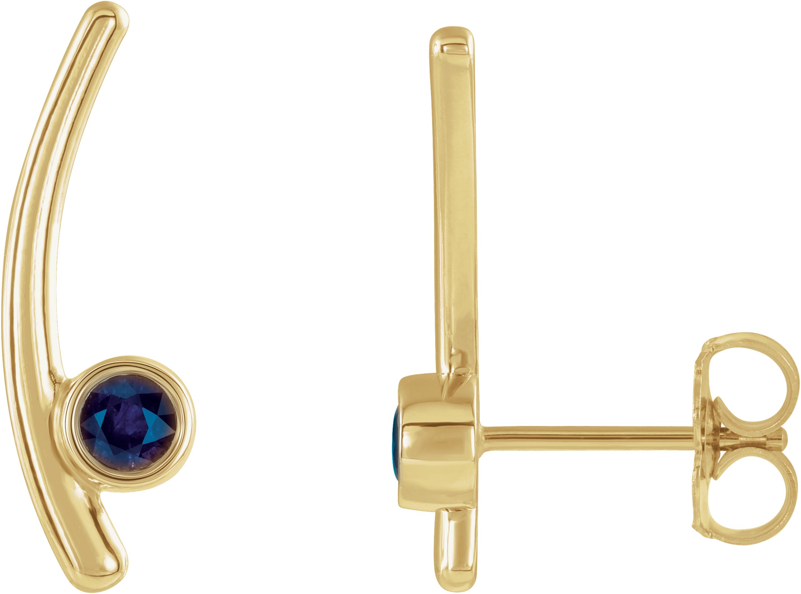 14K Yellow Chatham Lab Created Alexandrite Ear Climbers Ref 14653829