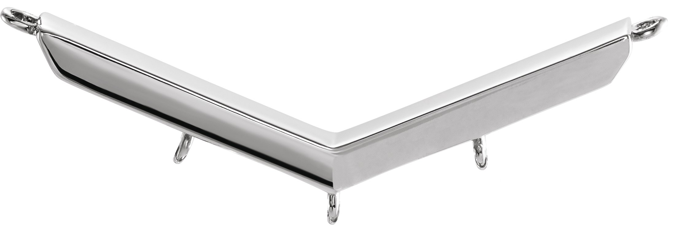 14K White V Bar Necklace Center