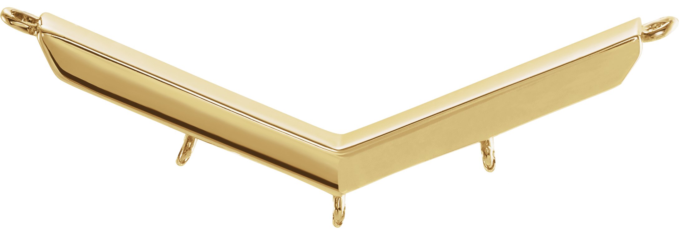 14K Yellow V Bar Necklace Center