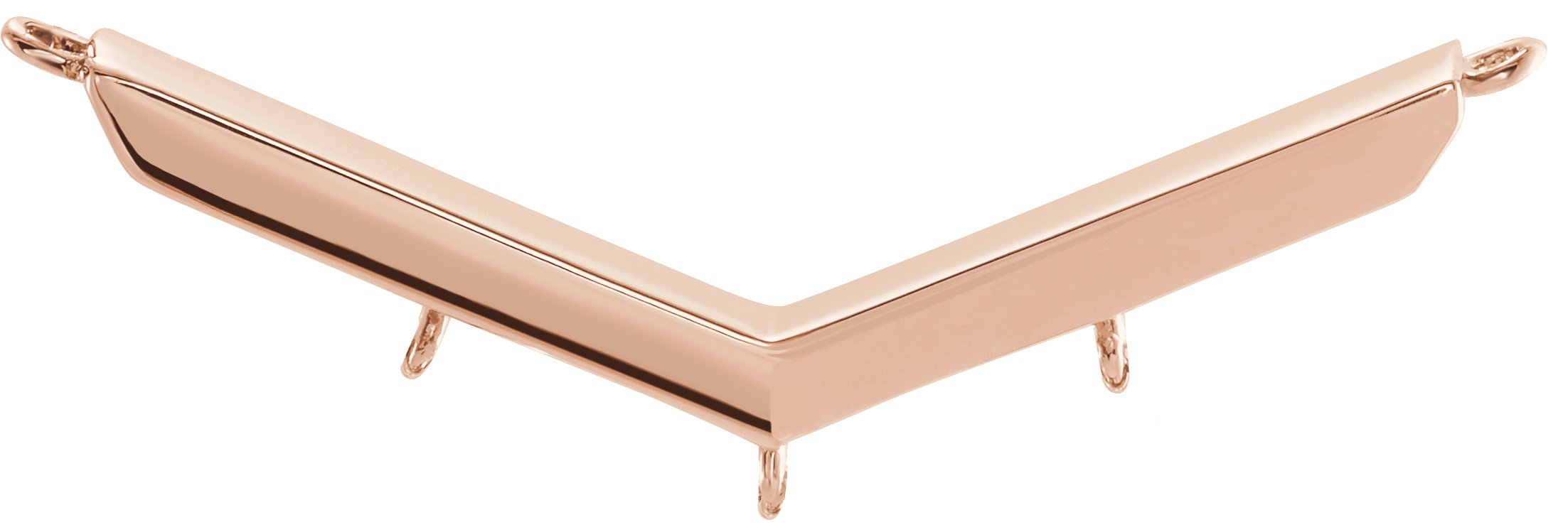 14K Rose V Bar Necklace Center