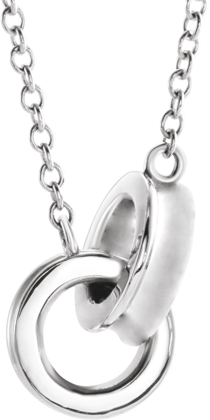 Platinum Interlocking Circle 18" Necklace