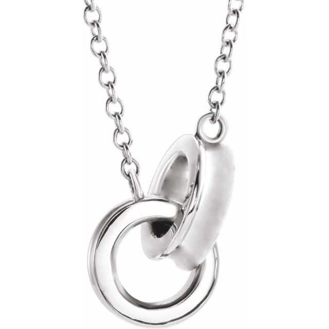 Sterling Silver Interlocking Circle 18 Necklace