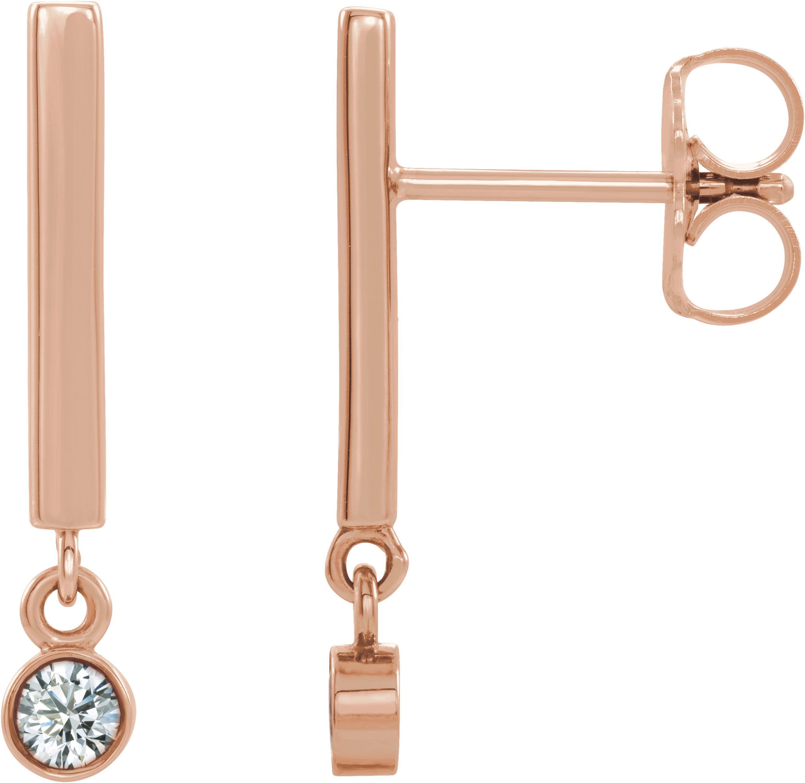 14K Rose .125 CTW Diamond Bar Earrings Ref. 15656104