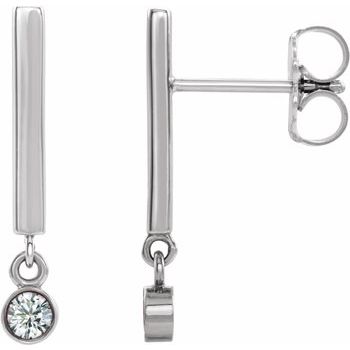 Sterling Silver .125 CTW Diamond Bar Earrings Ref. 15656138