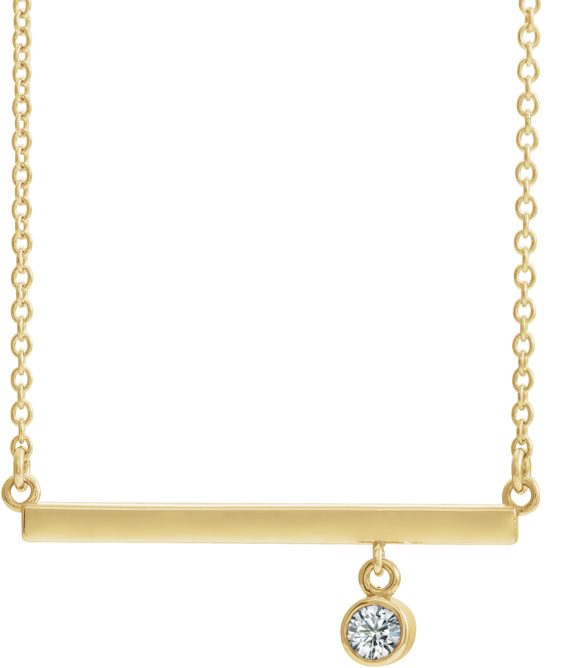 14K Yellow Diamond Bezel-Set 16" Bar Necklace 