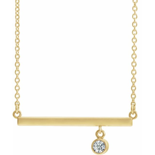 14K Yellow Diamond Bezel-Set 18" Bar Necklace 