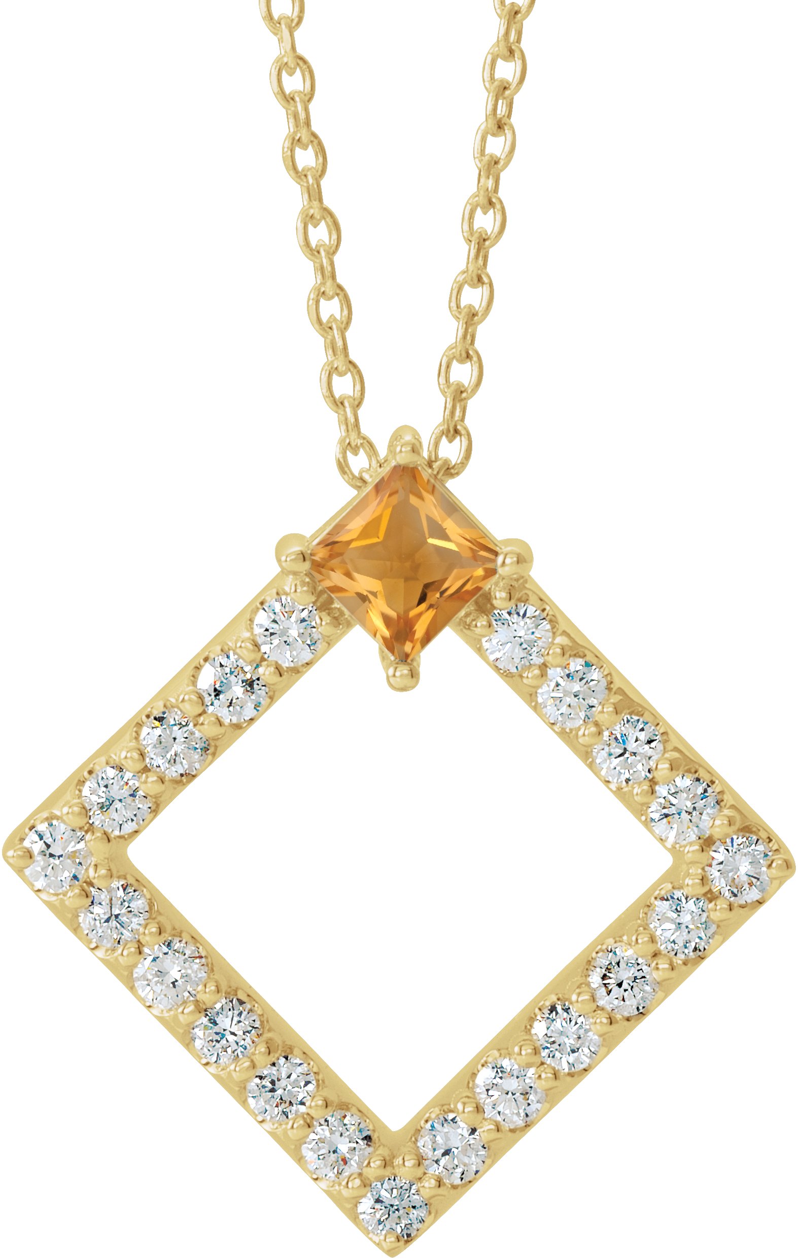 14K Yellow Citrine and .375 CTW Diamond 16 18 inch Necklace Ref 14900538