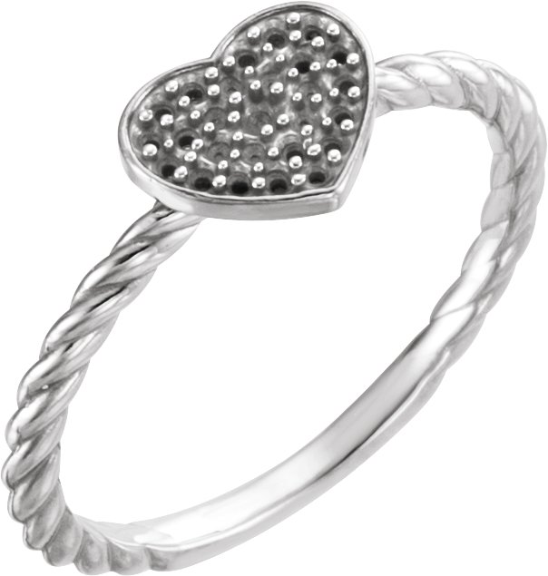 Pavé-Style Heart Rope Ring