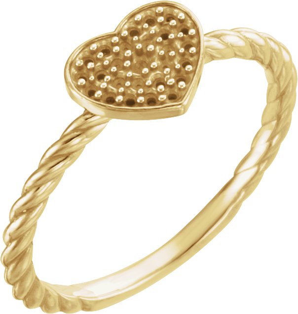 Pavé-Style Heart Rope Ring