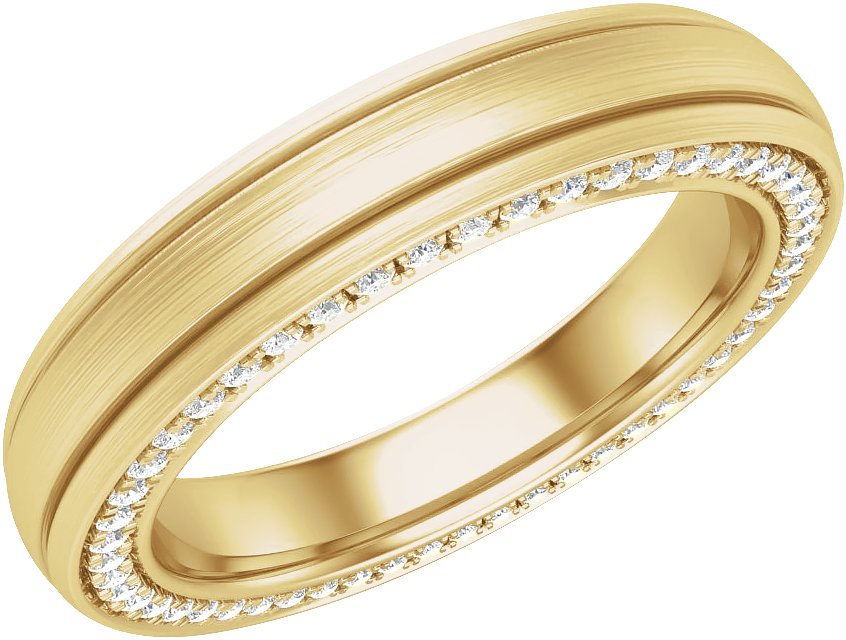 14K Yellow 4 mm .5 CTW Diamond Grooved Band with Satin Finish Size 7 Ref 15019426