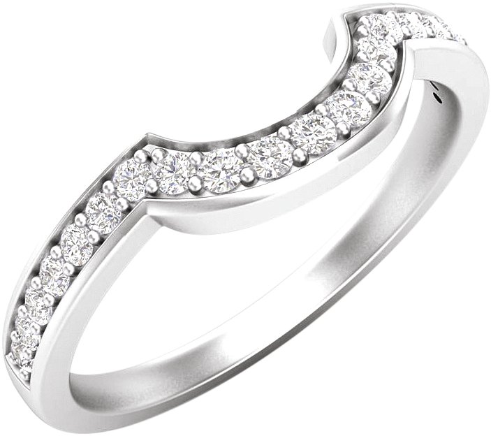 14K White 6.5 mm Round 1/5 CTW Natural Diamond Matching Band