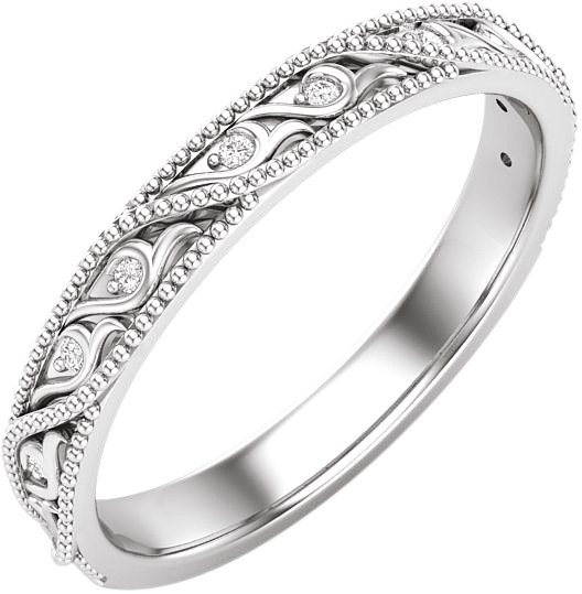 14K White .05 CTW Natural Diamond Anniversary Band