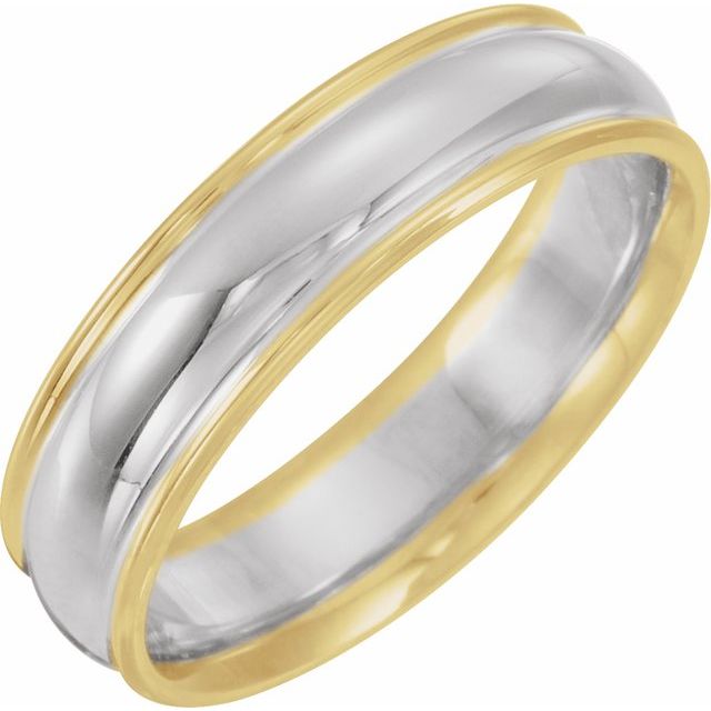 14K Yellow/White/Yellow 6 mm Grooved Band Size 8.5