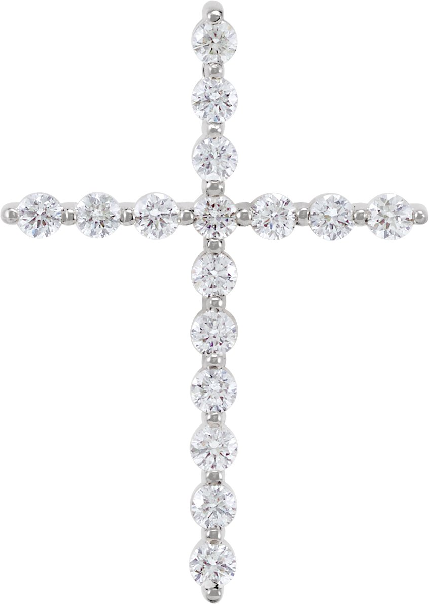 14K White 1/2 CTW Natural Diamond Cross Pendant