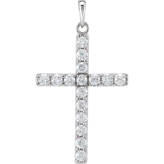 Platinum 1 CTW Natural Diamond Cross Pendant