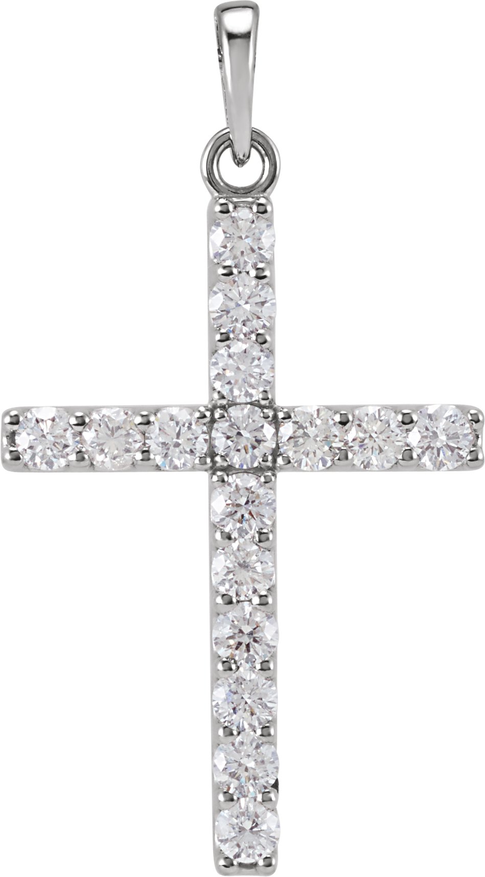 14K White 3/4 CTW Natural Diamond Cross Pendant