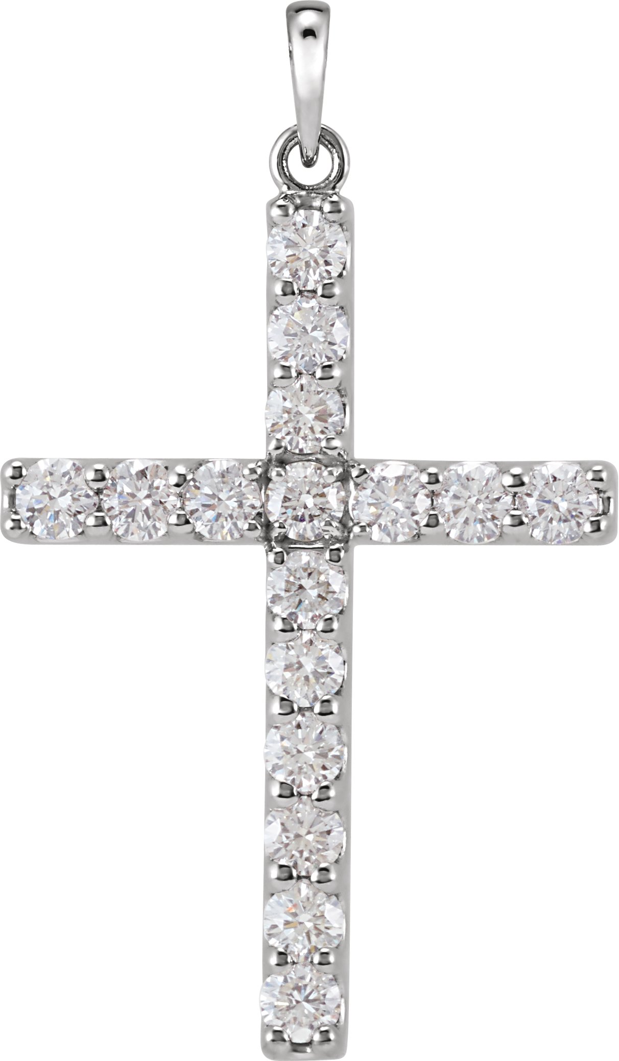 14K White 1/4 CTW Natural Diamond Cross Pendant