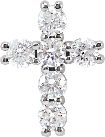 14K White 1/4 CTW Natural Diamond Cross Pendant