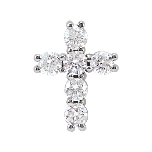 14K White 1/4 CTW Diamond Cross Pendant