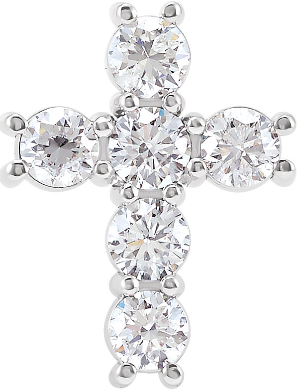 14K White 1 1/6 CTW Natural Diamond Cross Pendant