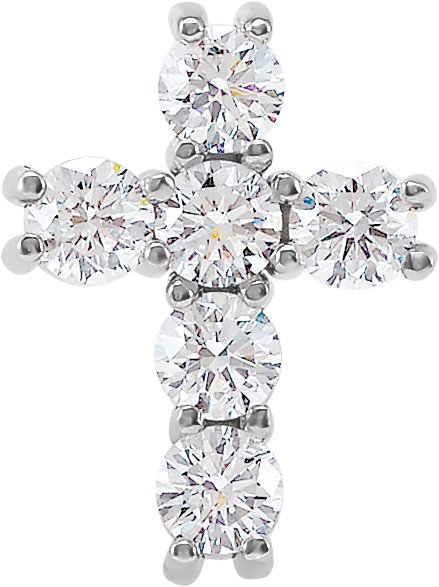 14K White .50 CTW Natural Diamond Cross Pendant Ref 5050188