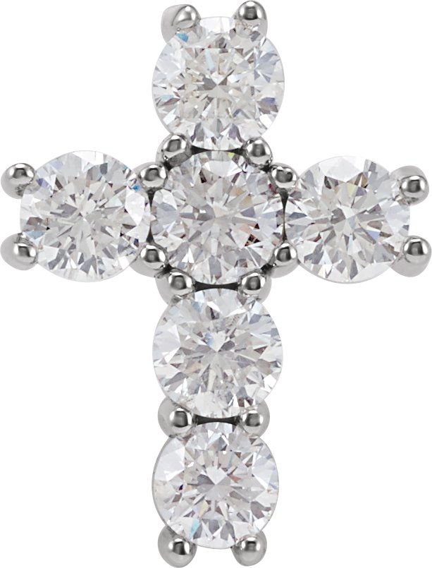 14K White 1 3/8 CTW Natural Diamond Cross Pendant