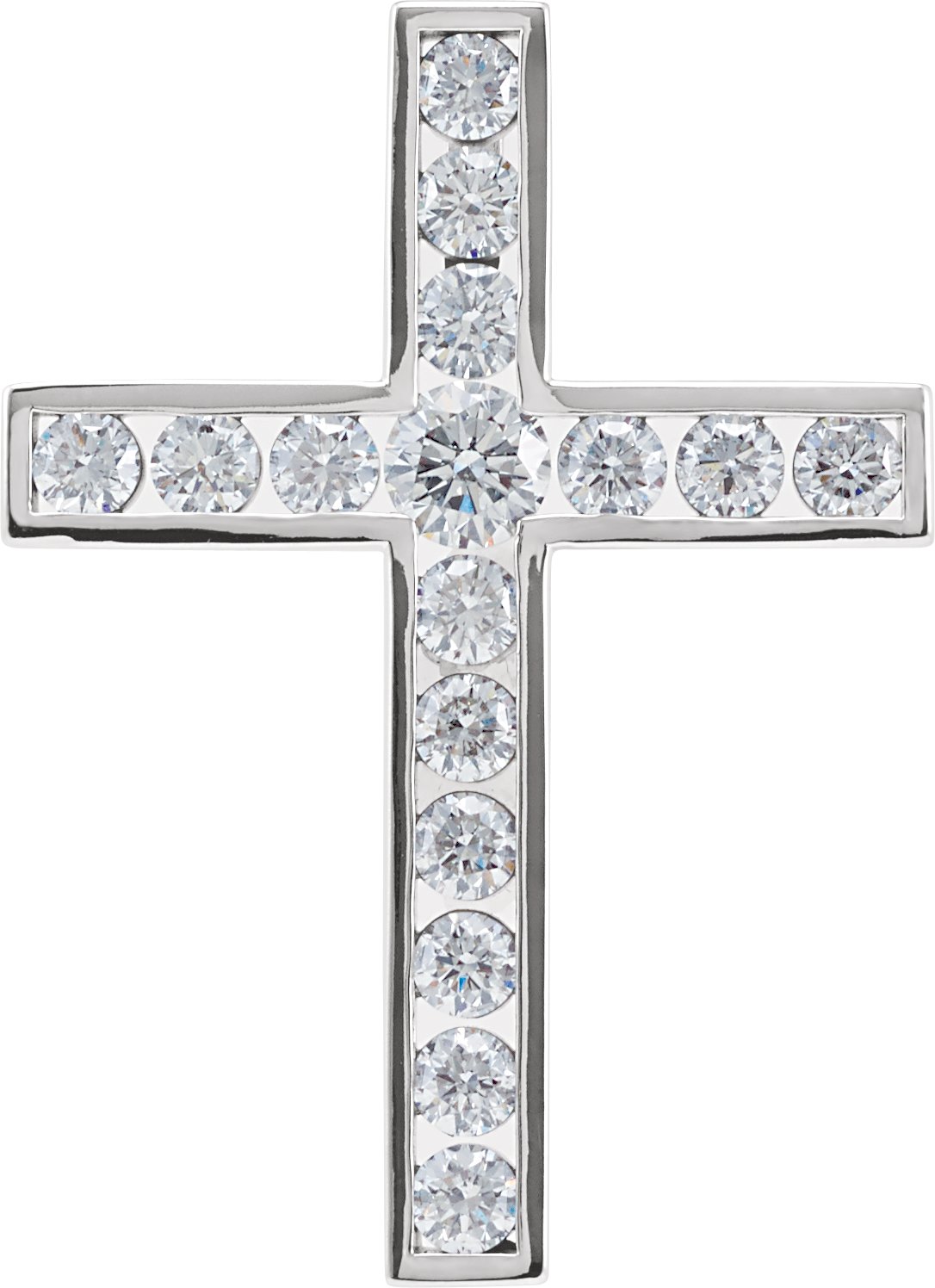 14K White 1 3/8 CTW Natural Diamond Cross Pendant