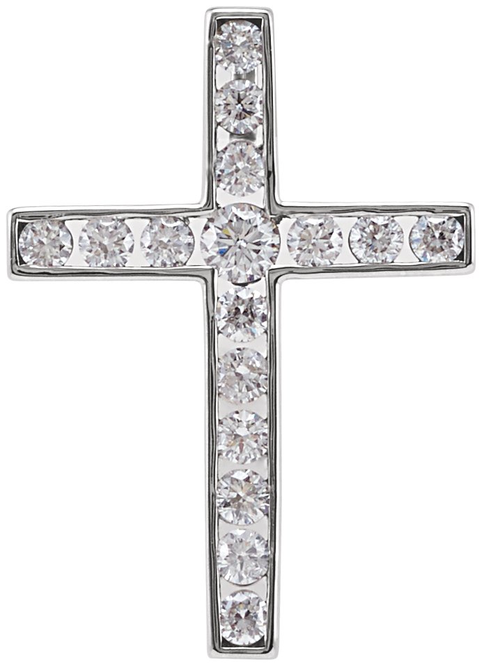 14K White 1/3 CTW Diamond 20.4x14.9 mm Cross Pendant 