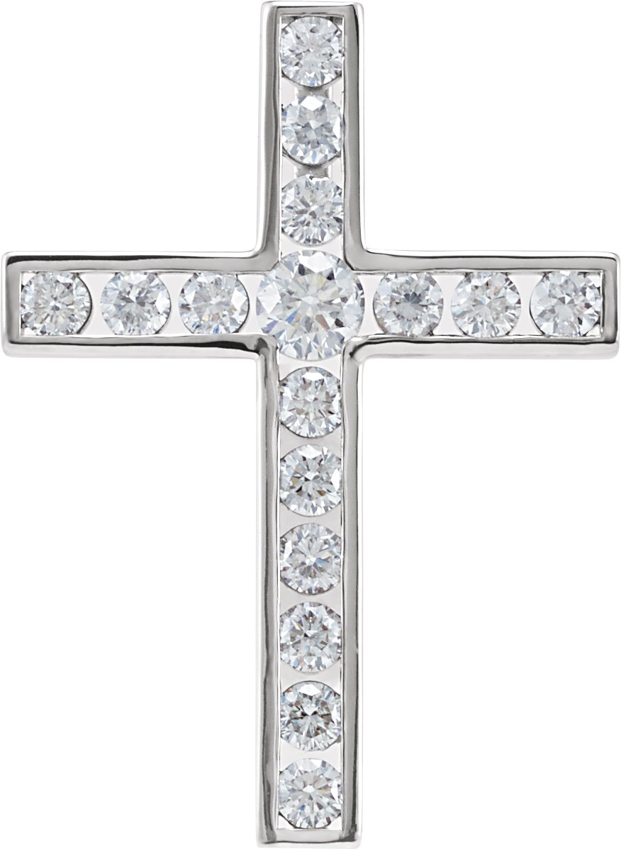 14K White 3/4 CTW Natural Diamond Cross Pendant