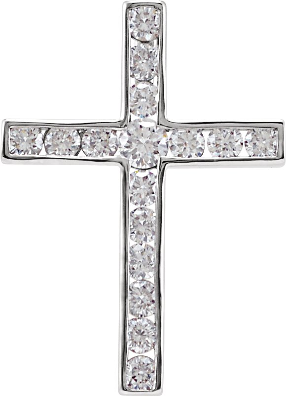 14K White 1/4 CTW Natural Diamond Cross Pendant