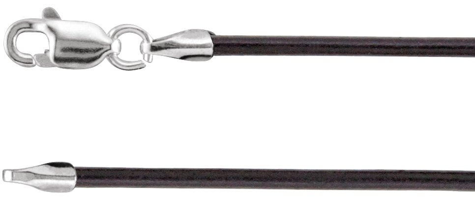 Sterling Silver 1.5 mm Black Leather 20" Cord