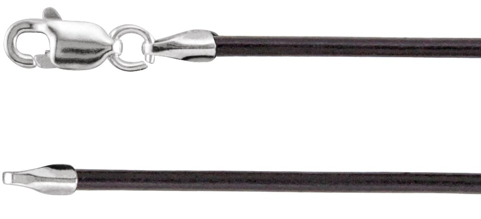 Sterling Silver 1.5 mm Black Leather 7 Cord 