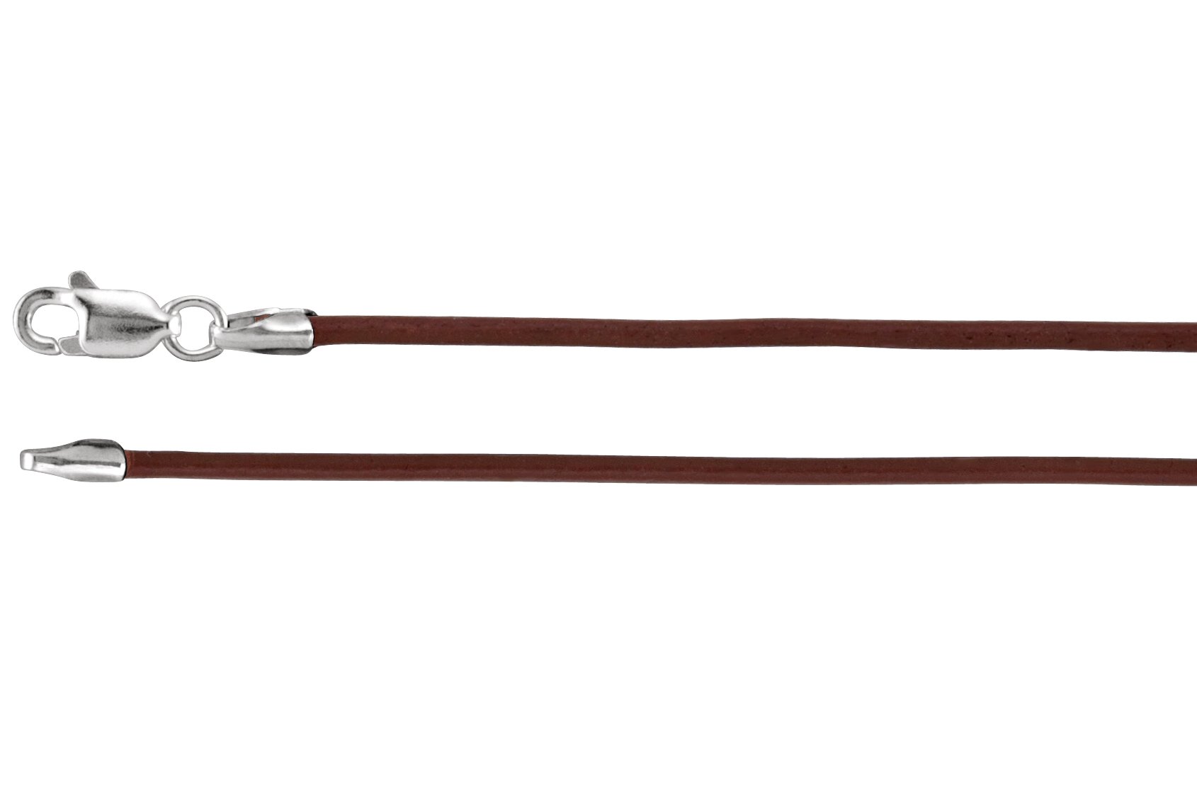 14K White 1.5 mm Brown Leather 16" Cord