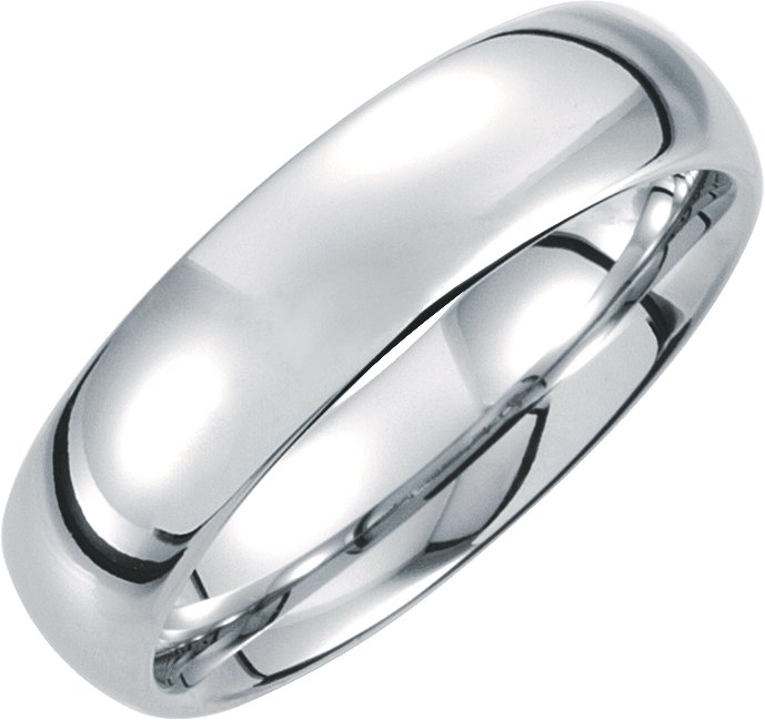 White Tungsten 6 mm Comfort-Fit Half Round Band Size 10