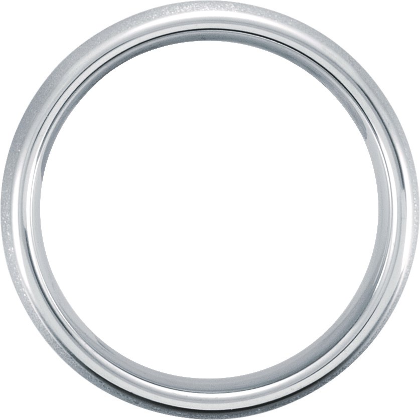 White Tungsten 6 mm Rounded Edge Domed Sandblasted Band Size 10