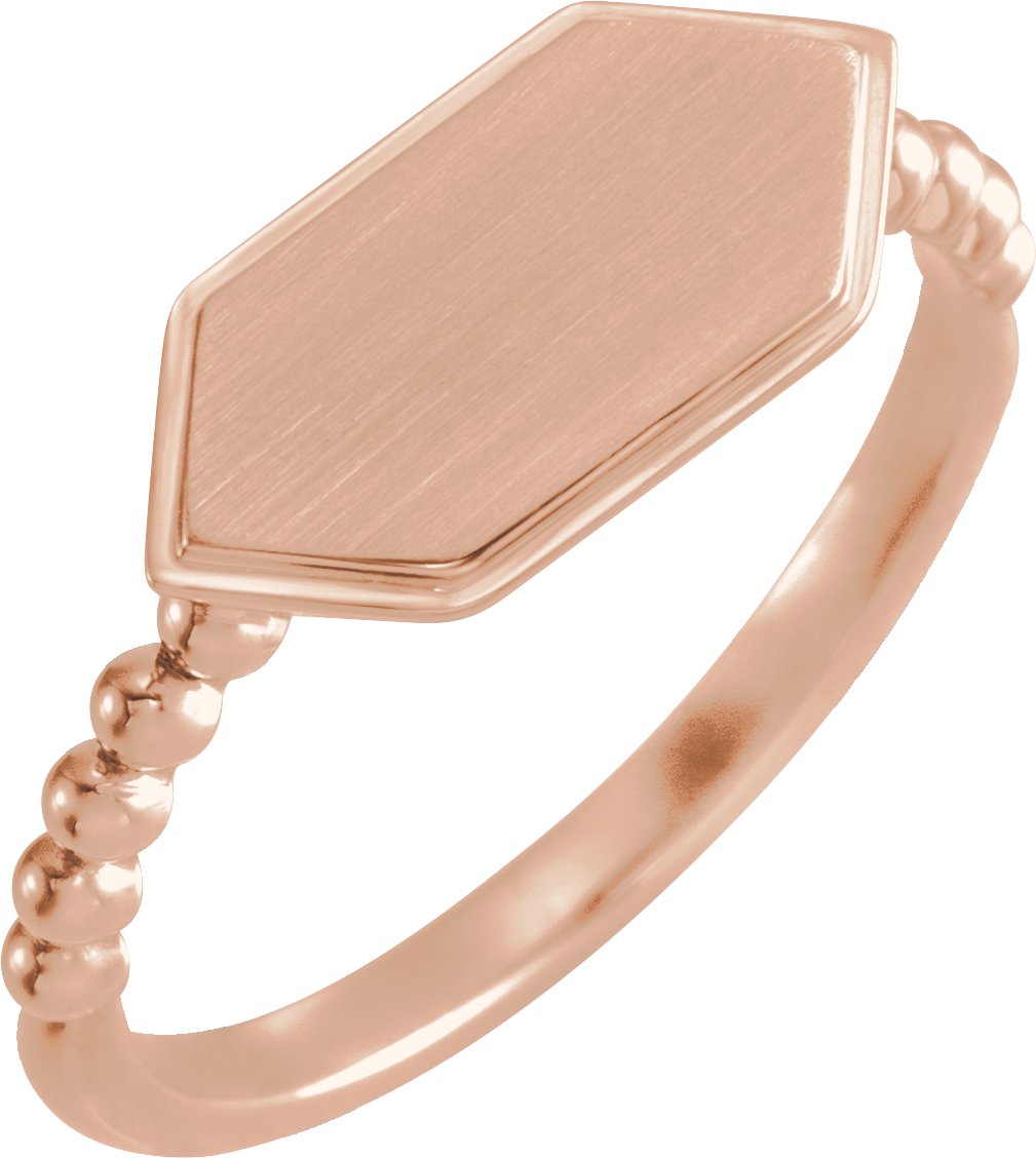 14K Rose 15x7 mm Geometric Signet Ring