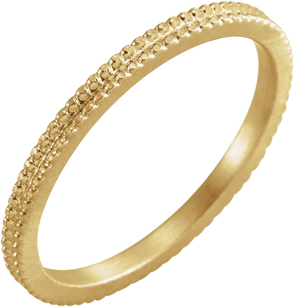 14K Yellow 1.5mm Beaded Band Size 8
