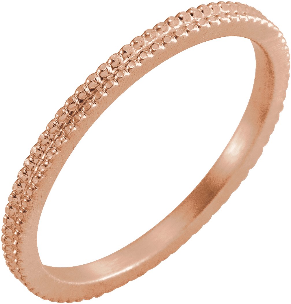 14K Rose 1.5mm Beaded Band Size 7.5