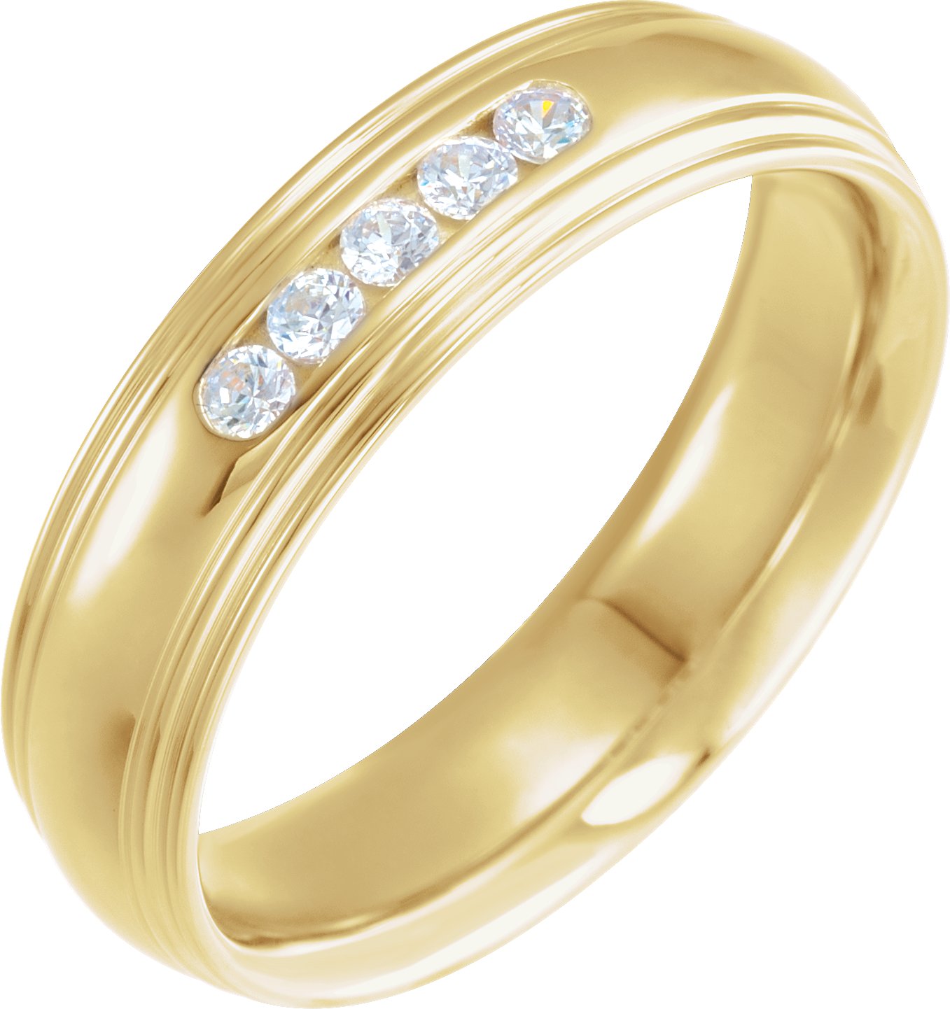 14K Yellow .13 CTW Diamond Half Round Edge Band Size 9 Ref 16543796