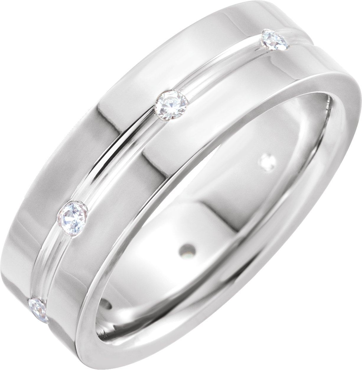 Platinum .17 CTW Diamond Grooved Band Size 4 Ref 16542169