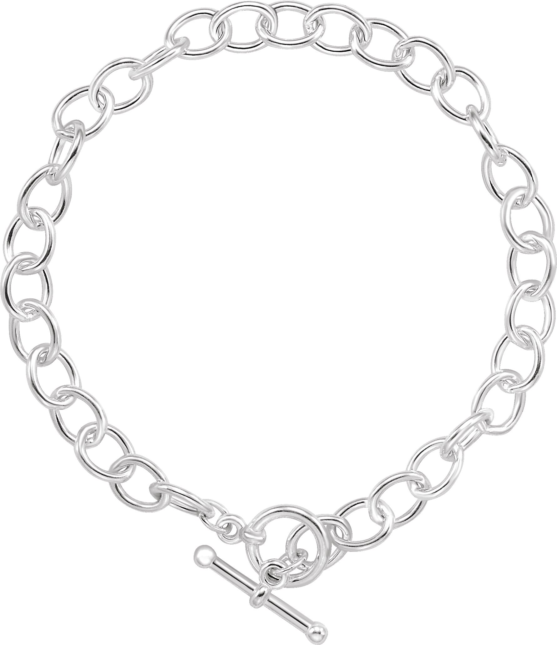 Sterling Silver 5.9 mm  Charm Cable  6 1/2" Bracelet