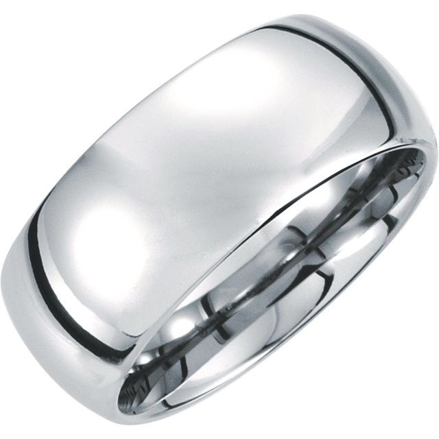 White Tungsten 10 mm Domed Polished Band Size 11