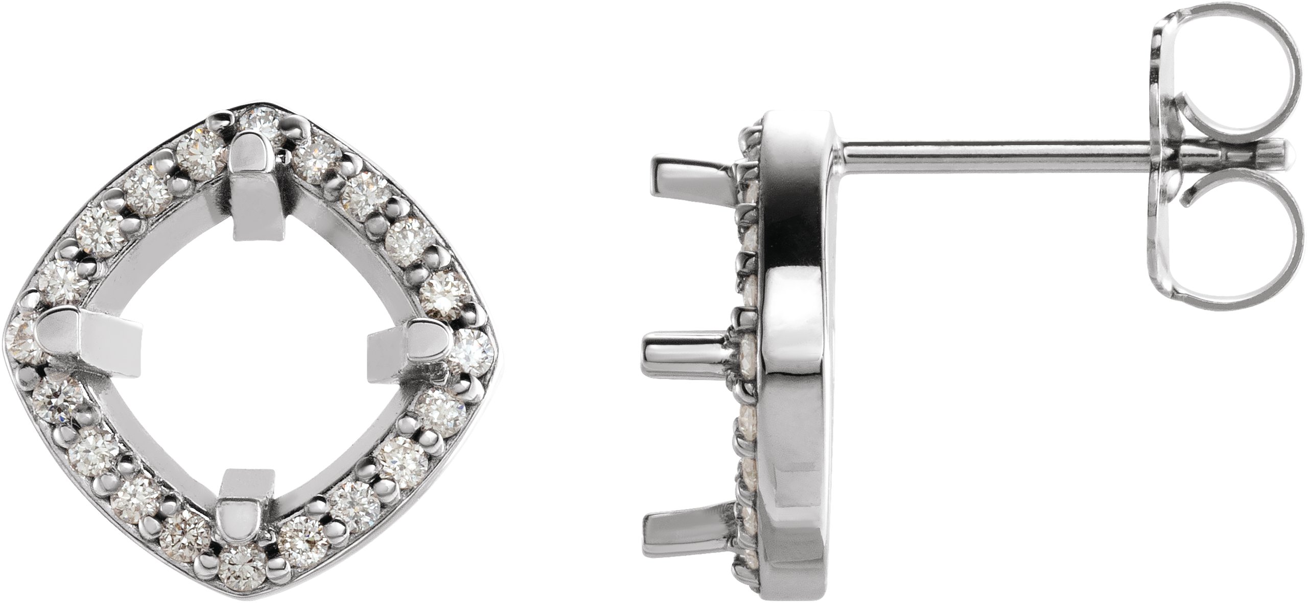 Round 4-Prong Halo-Style Earrings