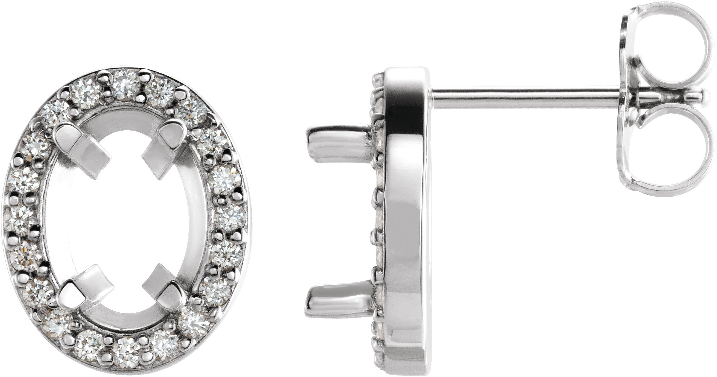 Oval 4-Prong Halo-Style Earrings
