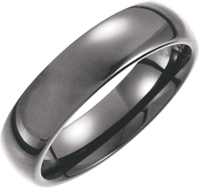 Tungsten with Black PVD 6 mm Half Round Band Size 7.5<br>(Size 7.5)