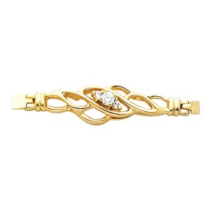 14K Yellow 2.7 mm  Round Accented Bracelet Center