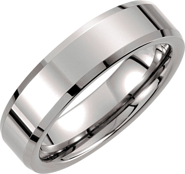 Tungsten 6 mm Beveled-Edge Band Size 8