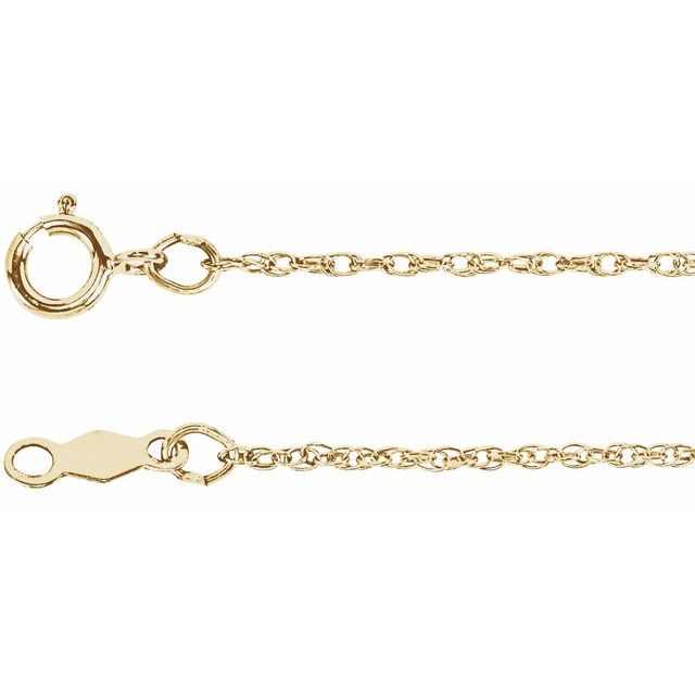 14K Yellow 1 mm Rope Chain 7" Bracelet