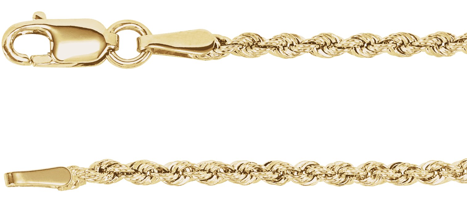 14K Yellow 1.85 mm Rope 24" Chain