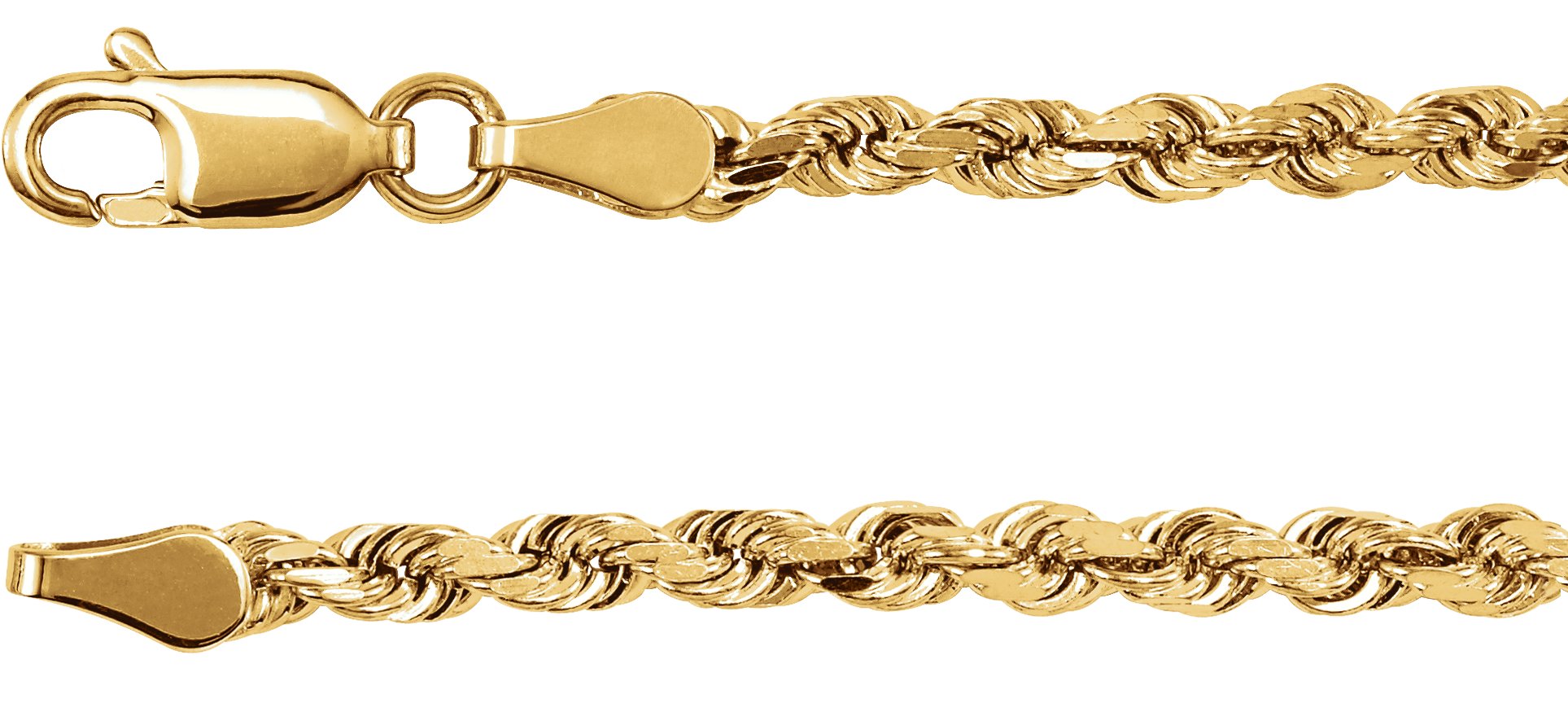 14K Yellow 2.8 mm Diamond-Cut Rope 20" Chain